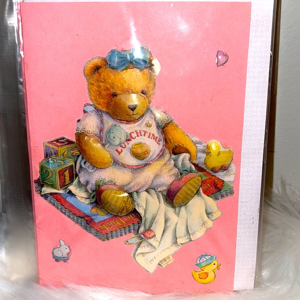 Vintage 3D Bear Baby greeting card. Blank inside